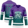 Custom Purple Teal-White Fade Fashion Hockey Lace Neck Jersey