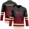 Custom Black Crimson-Cream Fade Fashion Hockey Lace Neck Jersey