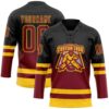 Custom Black Crimson-Yellow Fade Fashion Hockey Lace Neck Jersey