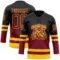 Custom Black Crimson-Yellow Fade Fashion Hockey Lace Neck Jersey