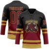 Custom Black Crimson-Old Gold Fade Fashion Hockey Lace Neck Jersey