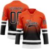 Custom Orange Black-White Fade Fashion Hockey Lace Neck Jersey