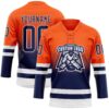 Custom Orange Navy-White Fade Fashion Hockey Lace Neck Jersey