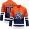 Custom Orange Navy-White Fade Fashion Hockey Lace Neck Jersey