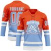 Custom Orange Light Blue-White Fade Fashion Hockey Lace Neck Jersey