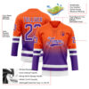 Custom Orange Purple-White Fade Fashion Hockey Lace Neck Jersey