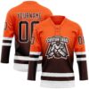 Custom Orange Brown-White Fade Fashion Hockey Lace Neck Jersey