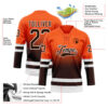 Custom Orange Brown-White Fade Fashion Hockey Lace Neck Jersey