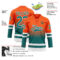 Custom Orange Teal-White Fade Fashion Hockey Lace Neck Jersey