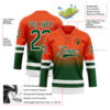 Custom Orange Green-White Fade Fashion Hockey Lace Neck Jersey