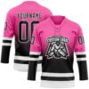 Custom Pink Black-White Fade Fashion Hockey Lace Neck Jersey