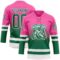 Custom Pink Kelly Green-White Fade Fashion Hockey Lace Neck Jersey