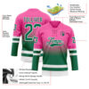 Custom Pink Kelly Green-White Fade Fashion Hockey Lace Neck Jersey