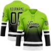 Custom Neon Green Black-White Fade Fashion Hockey Lace Neck Jersey
