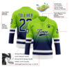 Custom Neon Green Navy-White Fade Fashion Hockey Lace Neck Jersey