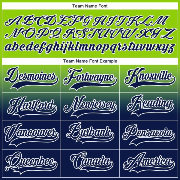 Custom Neon Green Navy-White Fade Fashion Hockey Lace Neck Jersey