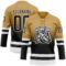 Custom Old Gold Black-White Fade Fashion Hockey Lace Neck Jersey