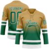 Custom Old Gold Kelly Green-White Fade Fashion Hockey Lace Neck Jersey