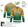 Custom Old Gold Kelly Green-White Fade Fashion Hockey Lace Neck Jersey