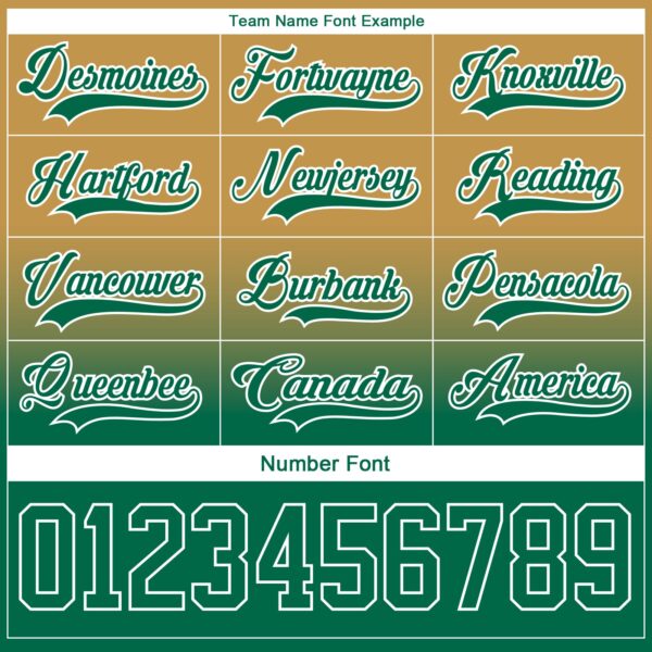 Custom Old Gold Kelly Green-White Fade Fashion Hockey Lace Neck Jersey