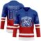 Custom Royal Red-White Fade Fashion Hockey Lace Neck Jersey