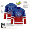 Custom Royal Red-White Fade Fashion Hockey Lace Neck Jersey