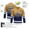 Custom Old Gold Navy-White Fade Fashion Hockey Lace Neck Jersey