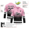 Custom Light Pink Black-White Fade Fashion Hockey Lace Neck Jersey