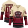 Custom Cream Crimson-Black Fade Fashion Hockey Lace Neck Jersey