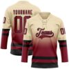 Custom Cream Crimson-Black Fade Fashion Hockey Lace Neck Jersey