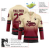 Custom Cream Crimson-Black Fade Fashion Hockey Lace Neck Jersey
