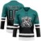 Custom Teal Black-White Fade Fashion Hockey Lace Neck Jersey