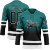 Custom Teal Black-White Fade Fashion Hockey Lace Neck Jersey