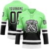 Custom Pea Green Black-White Fade Fashion Hockey Lace Neck Jersey