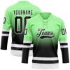 Custom Pea Green Black-White Fade Fashion Hockey Lace Neck Jersey