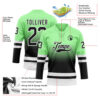 Custom Pea Green Black-White Fade Fashion Hockey Lace Neck Jersey