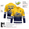Custom Yellow Navy-White Fade Fashion Hockey Lace Neck Jersey