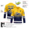Custom Yellow Navy-White Fade Fashion Hockey Lace Neck Jersey