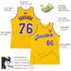 Custom Gold Purple-White Authentic Throwback Basketball Jersey