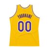 Custom Gold Purple-White Authentic Throwback Basketball Jersey