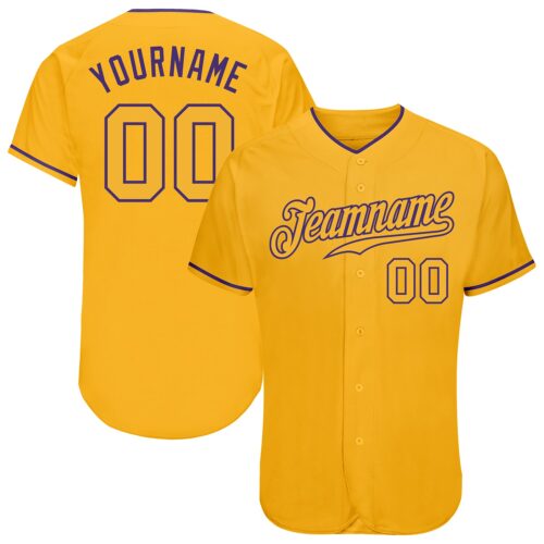 Gold0096 Custom Gold Gold-Purple Authentic Baseball Jersey