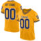 Custom Gold Navy-White Mesh Authentic Throwback Football Jersey