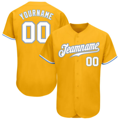 Gold0221 Custom Gold White-Light Blue Authentic Baseball Jersey