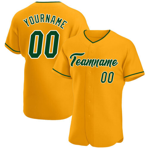 Gold0233 Custom Gold Green-White Authentic Baseball Jersey