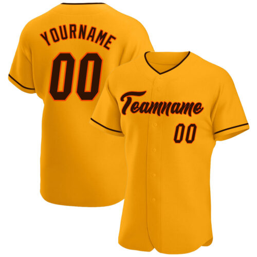 Gold0234 Custom Gold Brown-Orange Authentic Baseball Jersey