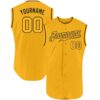 Custom Gold Gold-Black Authentic Sleeveless Baseball Jersey