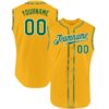 Custom Gold Kelly Green-White Authentic Sleeveless Baseball Jersey