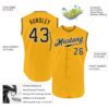 Custom Gold Black-White Authentic Sleeveless Baseball Jersey