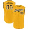 Custom Gold Black-White Authentic Sleeveless Baseball Jersey