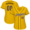 Custom Yellow Brown Pinstripe Brown-White Authentic Baseball Jersey